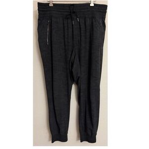 Athleta Caden Printed Jogger Pants Black Tonal Pattern Smocked Waist Womens 14